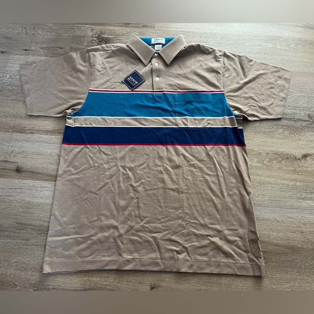 Vintage Tournament Arrow Golf Polo Shirt Mens Size L Striped